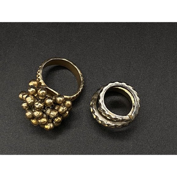 Brass Ball Cluster & Snake Wrap Women’s Costume Ring Small Size Lot 2 - Picture 2 of 12